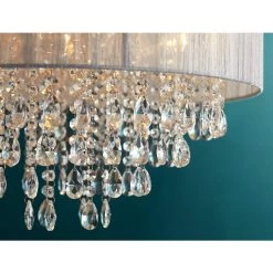 Possini Euro Jolie 20" Wide Silver Fabric Crystal Chandelier