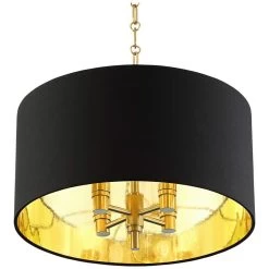 20" Wide Warm Gold Pendant Light With Black Shade -Famous Lighting Store 20 inch wide warm gold pendant light with black shade 42e61views1