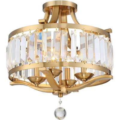 Vienna Full Spectrum Prava Modern Ceiling Light Semi Flush Mount Fixture 16 1/2" Wide Warm Brass 4-Light Crystal Drum For Bedroom Kitchen Living Room 7 Vienna Full Spectrum Prava Modern Ceiling Light Semi Flush Mount Fixture 16 1/2" Wide Warm Brass 4-Light Crystal Drum For Bedroom Kitchen Living Room - Image 5