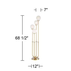 Possini Euro Design Mid Century Modern Glam Style Floor Lamp 4-Light LED 68.5" Tall Warm Gold Glass Globe Shade For Living Room House Uplight -Famous Lighting Store GUEST 018f9df5 a70c 42d3 91a0 56816ed1480f
