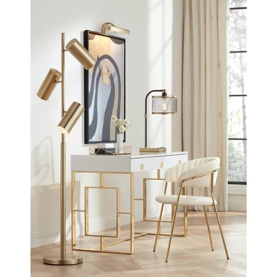 Possini Euro Design Canasta Trac Modern Tree Floor Lamp 67" Tall Satin Brass 3-Light Adjustable Metal Shade For Living Room Reading Bedroom Office 10 Possini Euro Design Canasta Trac Modern Tree Floor Lamp 67" Tall Satin Brass 3-Light Adjustable Metal Shade For Living Room Reading Bedroom Office - Image 8