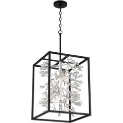 Possini Euro Design Black Silver Pendant Chandelier 15 1/4" Wide Modern Clear Crystal Flower Vine 4-Light Fixture For Dining Room House -Famous Lighting Store GUEST 033b4ac6 8444 424e 853a 4c98b40734b7