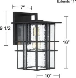 Possini Euro Design Arley Modern Outdoor Wall Light Fixture Black Geometric Frame 16" Seedy Glass For Post Exterior Barn Deck House Porch Yard Patio -Famous Lighting Store GUEST 03970ad3 d4b9 4e6f 84b0 7966db0c0555