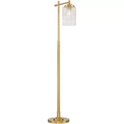 Possini Euro Design Kinsey Modern Downbridge Floor Lamp 67" Tall Warm Brass Metal Stone Pattern Glass Shade For Living Room Reading Bedroom Office -Famous Lighting Store GUEST 04fcb54f 8f9c 40c0 befd 7eac12bb7433
