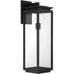 Possini Euro Design Atkins Modern Outdoor Wall Light Fixture Matte Black 24" Clear Glass For Post Exterior Barn Deck House Porch Yard Patio Outside -Famous Lighting Store GUEST 05c3711f a92b 4222 92f3 1a46b2a827e4