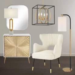 Possini Euro Design Black Warm Brass Cage Foyer Pendant Chandelier 16 1/2" Wide 4-Light Mid Century Modern For Dining Room House -Famous Lighting Store GUEST 08b99359 1dbf 44d4 bc7b 30527d6a7380