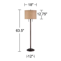 Possini Euro Design Garth Modern Floor Lamp Standing 63 1/2" Tall Oil Rubbed Bronze Burlap Fabric Drum Shade For Living Room Bedroom Office House Home -Famous Lighting Store GUEST 0afcbf9a df39 4526 aa07 8a9f6551bac9