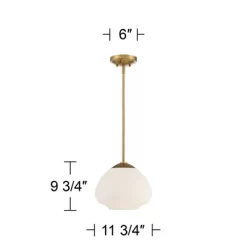 Possini Euro Design Orilla Brass Mini Pendant Light 11 3/4" Wide Mid Century Modern White Opal Glass Shade For Dining Room House Foyer Kitchen Island -Famous Lighting Store GUEST 0b036018 f0cd 4ca0 80d3 03090efdf1b6