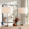 Possini Euro Design Traverse Modern Table Lamps Set Of 2 29 1/2" Tall Brushed Nickel With USB Charging Port LED Gooseneck White Drum Shade For Desk -Famous Lighting Store GUEST 0b86014d 2919 4ecf ba2a e6e931a9ac67