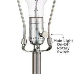 Possini Euro Design Wagner Modern Table Lamp 29 3/4" Tall Brushed Nickel With USB Charging Port And LED Gooseneck Lights White Shade For Living Room -Famous Lighting Store GUEST 0c8b0d3a 6ee3 425d a9ee 36a22cf89e5f