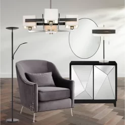 Possini Euro Design Brushed Nickel Pendant Chandelier 28" Wide Modern Dark Mocha Wood Finish Off White Fabric 4-Light Fixture Dining Room -Famous Lighting Store GUEST 0e7cb572 deb1 466d a906 b2508124b2c7