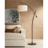 Possini Euro Design Raymond Modern Arc Floor Lamp 69" Tall Bronze Adjustable Boom Arm Off White Linen Drum Shade For Living Room Reading Bedroom Home -Famous Lighting Store GUEST 0e8aacd0 3419 4292 8f23 88a00be34b15