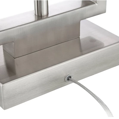 Possini Euro Design Modern Table Lamp With USB Outlet Reading Light LED 29.25" Tall Brushed Nickel Rectangular Off White Shade Bedroom Office 9 Possini Euro Design Modern Table Lamp With USB Outlet Reading Light LED 29.25" Tall Brushed Nickel Rectangular Off White Shade Bedroom Office - Image 7
