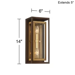 Possini Euro Design Modern Mid Century Outdoor Wall Light Fixture Oil Rubbed Bronze Brass 14" Double Box Glass For Exterior Barn Deck House Porch Yard 13 Possini Euro Design Modern Mid Century Outdoor Wall Light Fixture Oil Rubbed Bronze Brass 14" Double Box Glass For Exterior Barn Deck House Porch Yard -Famous Lighting Store GUEST 0f66739f 0ac5 44e9 8036 0b1533bc9985