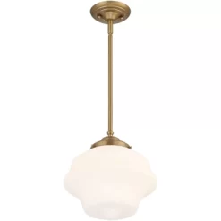 Possini Euro Design Soft Gold Mini Pendant Light 11" Wide Modern Schoolhouse Opal Glass Shade For Dining Living Room House Island -Famous Lighting Store GUEST 1180e4fc dd47 43ef 8dcd e82441a0af61