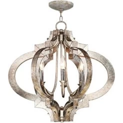 Possini Euro Design Ornament Aged Silver Gold Bronze Chandelier 23 1/4" Wide Industrial 6-Light Fixture For Dining Room Foyer Kitchen Island Entryway -Famous Lighting Store GUEST 1810b162 e47a 4e97 a951 6c12946bb65e