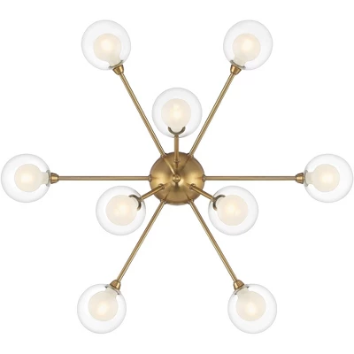 Possini Euro Design Spheres Modern Ceiling Light Flush Mount Fixture 28" Wide Warm Brass 9-Light LED Clear Globe Glass For Bedroom Kitchen Living Room 9 Possini Euro Design Spheres Modern Ceiling Light Flush Mount Fixture 28" Wide Warm Brass 9-Light LED Clear Globe Glass For Bedroom Kitchen Living Room - Image 7