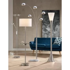 Possini Euro Design Piazza Modern Torchiere Floor Lamp 72 1/2" Tall Brushed Nickel Metal Frosted White Glass Shade For Living Room Bedroom Office Home -Famous Lighting Store GUEST 1b82715a 7bee 4419 9af3 406a6342b315 1