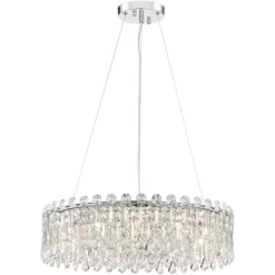 Possini Euro Design Alyssa Chrome Drum Chandelier 23 1/2" Wide Modern Crystal 12-Light LED Fixture For Dining Room Kitchen Island Entryway Bedroom -Famous Lighting Store GUEST 1d923792 2dc9 400e 8e5a ca6aed56b7b0