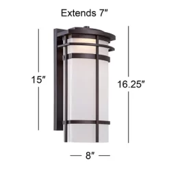 Possini Euro Design Theola Modern Outdoor Wall Light Fixture Bronze LED 16 1/4" Etched Glass Shade For Post Exterior Barn Deck House Porch Yard Patio -Famous Lighting Store GUEST 1e206827 b408 4001 b8d0 6e2c1d9ec267