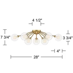 Possini Euro Design Spheres Modern Ceiling Light Flush Mount Fixture 28" Wide Warm Brass 9-Light LED Clear Globe Glass For Bedroom Kitchen Living Room 17 Possini Euro Design Spheres Modern Ceiling Light Flush Mount Fixture 28" Wide Warm Brass 9-Light LED Clear Globe Glass For Bedroom Kitchen Living Room -Famous Lighting Store GUEST 1e516137 2e1f 4f08 b35c 4767dc223858