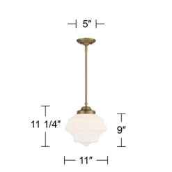 Possini Euro Design Soft Gold Mini Pendant Light 11" Wide Modern Schoolhouse Opal Glass Shade For Dining Living Room House Island -Famous Lighting Store GUEST 1ec4db27 de8a 478c 83f1 d24a7b047541