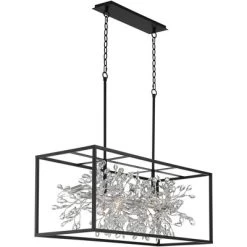 Possini Euro Design Carrine Black Silver Linear Pendant Chandelier 38 1/2" Wide Modern Clear Crystal 8-Light Fixture For Dining Room Kitchen Island -Famous Lighting Store GUEST 20098fb7 060c 4b63 8ebf 0c0b0dd92a5c
