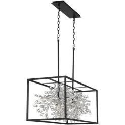 Possini Euro Design Carrine Black Silver Linear Pendant Chandelier 38 1/2" Wide Modern Clear Crystal 8-Light Fixture For Dining Room Kitchen Island -Famous Lighting Store GUEST 200f9acd 89df 4927 aace 9ef3c09c4af0