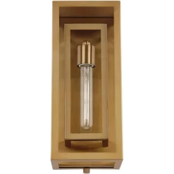 Possini Euro Design Modern Outdoor Wall Light Fixture Brass 16 1/4" Clear Glass Panel For Exterior Barn Deck House Porch Yard Patio Outside Garage -Famous Lighting Store GUEST 20bc73bb 99dd 4e55 bb18 a1f7e2b92e64