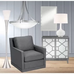 Possini Euro Design Piazza Modern Torchiere Floor Lamp 72 1/2" Tall Brushed Nickel Metal Frosted White Glass Shade For Living Room Bedroom Office Home -Famous Lighting Store GUEST 229fc9d4 7fcd 4758 b959 0bc7020312f4