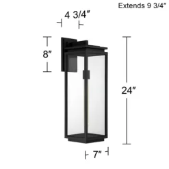 Possini Euro Design Atkins Modern Outdoor Wall Light Fixture Matte Black 24" Clear Glass For Post Exterior Barn Deck House Porch Yard Patio Outside -Famous Lighting Store GUEST 2450aeb0 467a 41aa 8a01 083bfd65a57e