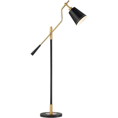 Possini Euro Design Modern Pharmacy Floor Lamp 54" Tall Matte Black Warm Gold Adjustable Metal Shade For Living Room Reading House 9 Possini Euro Design Modern Pharmacy Floor Lamp 54" Tall Matte Black Warm Gold Adjustable Metal Shade For Living Room Reading House - Image 7