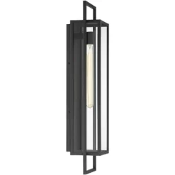 Possini Euro Design Jericho Modern Outdoor Wall Light Fixture Textured Black Steel 28" Clear Glass For Post Exterior Barn Deck House Porch Yard Patio -Famous Lighting Store GUEST 28c6184f 38ae 4c64 99fc 935187dde775