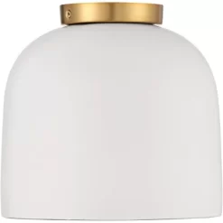 Possini Euro Design Merrick Modern Industrial Ceiling Light Flush Mount Fixture 9 1/4" Wide White Cement Gold For Bedroom Kitchen Living Room Hallway -Famous Lighting Store GUEST 2a20b418 8e55 4d9c 8c44 bc59b85cb0d4