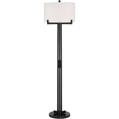 Possini Euro Design Madrid Modern Industrial Floor Lamp 64" Tall Matte Black Metal White Linen Hardback Drum Shade For Living Room Bedroom Office Home 8 Possini Euro Design Madrid Modern Industrial Floor Lamp 64" Tall Matte Black Metal White Linen Hardback Drum Shade For Living Room Bedroom Office Home - Image 6