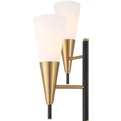 Possini Euro Design Quatro Mid Century Modern Tree Floor Lamp 71" Tall Black Gold Metal 4 Light Frosted Glass Cone Shade For Living Room Bedroom House -Famous Lighting Store GUEST 2b74941b 60aa 4a94 b028 4f70395f3b39