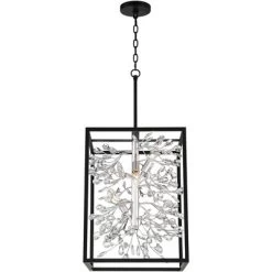 Possini Euro Design Black Silver Pendant Chandelier 15 1/4" Wide Modern Clear Crystal Flower Vine 4-Light Fixture For Dining Room House -Famous Lighting Store GUEST 2c0ac3d2 f550 4e05 a701 cecb42c1b5ec
