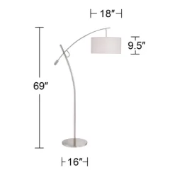 Possini Euro Design Raymond Modern 69" Tall Arc Floor Lamp With Smart Socket Raymond Nickel Adjustable Off-White Shade For Living Room -Famous Lighting Store GUEST 2c19e526 ae87 4b4d 8739 8a44f2821a56