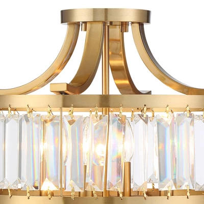 Vienna Full Spectrum Prava Modern Ceiling Light Semi Flush Mount Fixture 16 1/2" Wide Warm Brass 4-Light Crystal Drum For Bedroom Kitchen Living Room 4 Vienna Full Spectrum Prava Modern Ceiling Light Semi Flush Mount Fixture 16 1/2" Wide Warm Brass 4-Light Crystal Drum For Bedroom Kitchen Living Room - Image 2