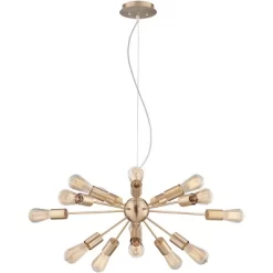 Possini Euro Design Hemingson Gold Large Chandelier 33" Wide Modern Sputnik 12-Light LED Fixture For Dining Room House Foyer Kitchen Island Entryway -Famous Lighting Store GUEST 2c98b409 e6fb 45a0 aadb 8881a0a00519