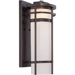 Possini Euro Design Theola Modern Outdoor Wall Light Fixture Bronze LED 16 1/4" Etched Glass Shade For Post Exterior Barn Deck House Porch Yard Patio -Famous Lighting Store GUEST 2cf7930b f184 46e7 af00 169a88f8a51b