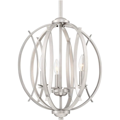 Possini Euro Design Spherical Brushed Nickel Pendant Chandelier 16" Wide Modern Orb 3-Light Fixture For Dining Room House Foyer Kitchen Island Bedroom 4 Possini Euro Design Spherical Brushed Nickel Pendant Chandelier 16" Wide Modern Orb 3-Light Fixture For Dining Room House Foyer Kitchen Island Bedroom - Image 2