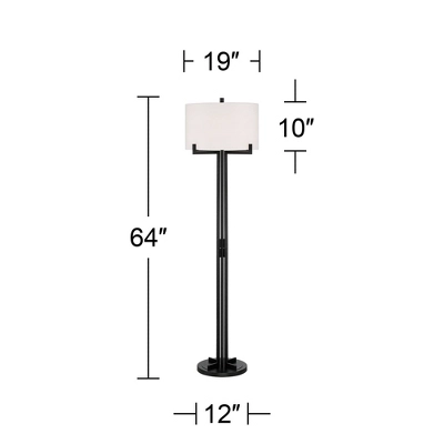 Possini Euro Design Madrid Modern Industrial Floor Lamp 64" Tall Matte Black Metal White Linen Hardback Drum Shade For Living Room Bedroom Office Home 9 Possini Euro Design Madrid Modern Industrial Floor Lamp 64" Tall Matte Black Metal White Linen Hardback Drum Shade For Living Room Bedroom Office Home - Image 7