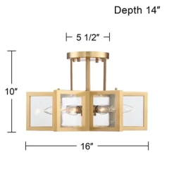 Possini Euro Design Casa Star Modern Ceiling Light Semi Flush Mount Fixture 16" Wide Warm Brass 6-Light Clear Glass For Bedroom Kitchen Living Room -Famous Lighting Store GUEST 3096f3de 9903 4683 a36c 3665cbf38543