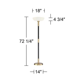 Possini Euro Design Modern Torchiere Floor Lamp Light Blaster LED 72.25" Tall Antique Brass And Matte Black Opal Glass For Living Room Bedroom -Famous Lighting Store GUEST 33d3cc3d 06e9 42bb b86e e88f18ba922e