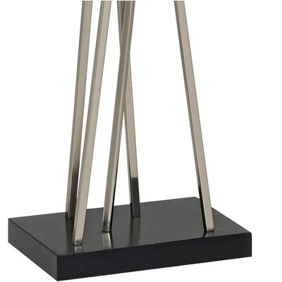 Possini Euro Design Modern Floor Lamp 63.5" Tall Brushed Steel Asymmetry White Linen Rectangular Shade For Living Room Reading Bedroom Office 6 Possini Euro Design Modern Floor Lamp 63.5" Tall Brushed Steel Asymmetry White Linen Rectangular Shade For Living Room Reading Bedroom Office - Image 4