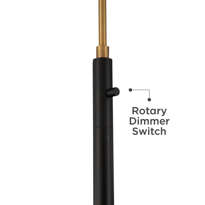 Possini Euro Design Modern Arc Floor Lamp 63 1/2" Tall Warm Gold Black Metal Cage Off-White Linen Shade For Living Room Reading 5 Possini Euro Design Modern Arc Floor Lamp 63 1/2" Tall Warm Gold Black Metal Cage Off-White Linen Shade For Living Room Reading - Image 3