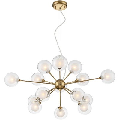Possini Euro Design Spheres Antique Brass Chandelier 30" Wide Mid Century Modern Sputnik Glass Shade 15-Light Fixture For Dining Room Kitchen Island 7 Possini Euro Design Spheres Antique Brass Chandelier 30" Wide Mid Century Modern Sputnik Glass Shade 15-Light Fixture For Dining Room Kitchen Island - Image 5