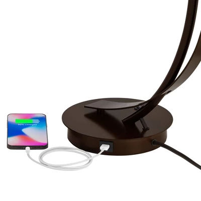Possini Euro Design Modern Accent Table Lamp With USB Port Filament LED 22.5" High Bronze Metal Glass Dome Shade For Living Room Desk Bedroom 5 Possini Euro Design Modern Accent Table Lamp With USB Port Filament LED 22.5" High Bronze Metal Glass Dome Shade For Living Room Desk Bedroom - Image 3