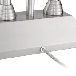 Possini Euro Design Dexter Modern Table Lamp 26" High Brushed Nickel With USB And AC Power Outlet In Base LED Reading Light White Shade For Home Desk -Famous Lighting Store GUEST 3a8c872a a116 4033 b7b4 911a917e8042